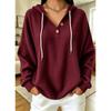 Women S Loose Fit Drawstring Hooded Waffle Knit Sweatshirt