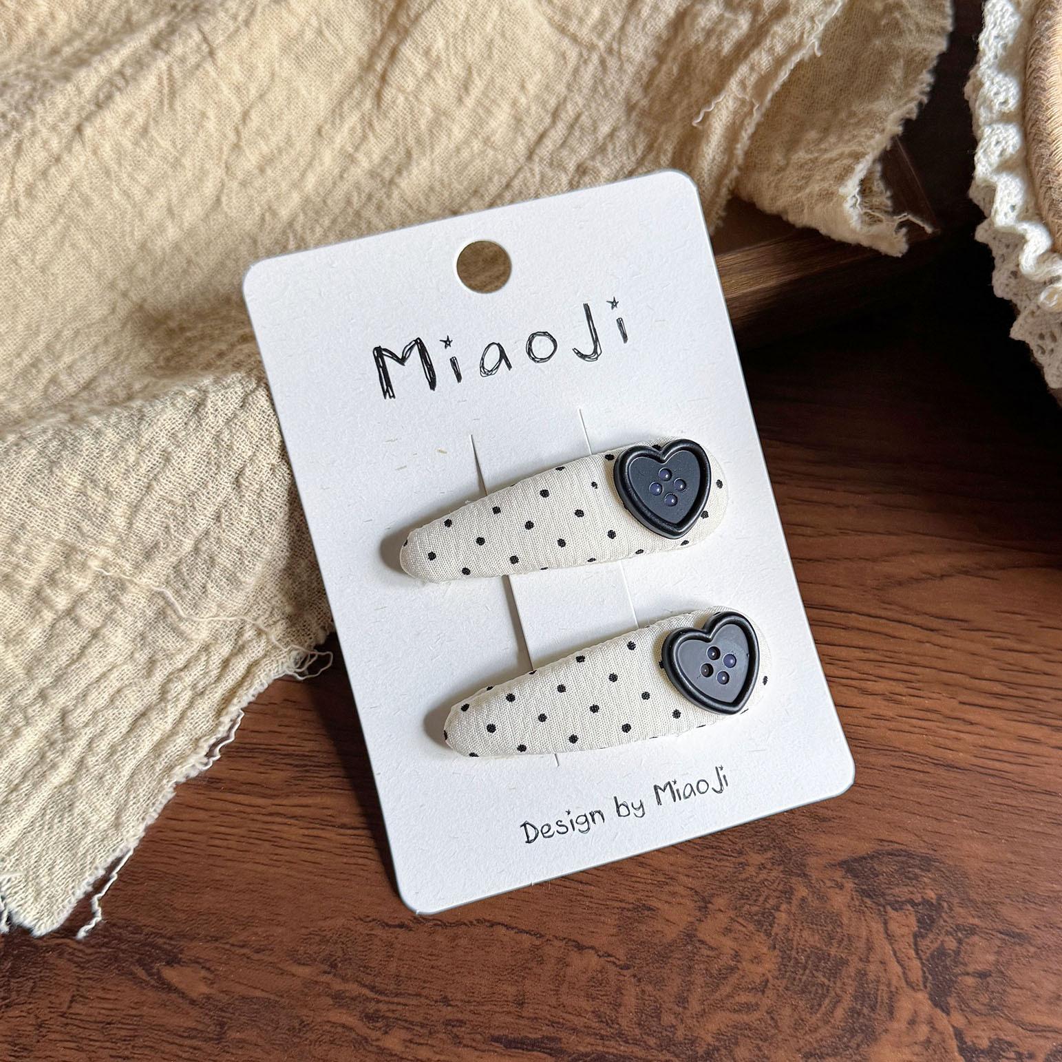 

2pcs Polka Dots Love Hairpin Bow Hair Band Baby Side Bangs Korean New Girl Black and White Clip Broken Hairpin