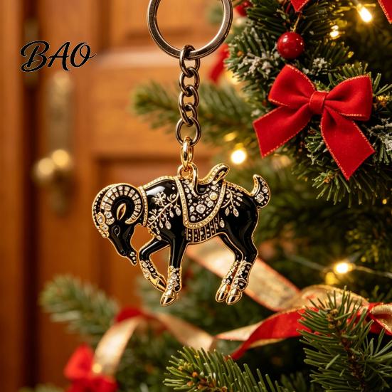 Sheep Accessory Acrylic Black Keyhcain, Goat Shaped Car Key Cartoon Keychain Ring Pendant, Backpack Handbag Charm Hanging Decoration