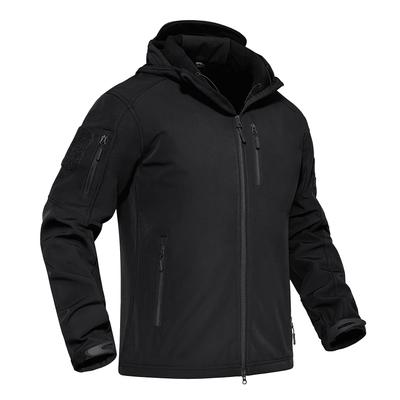 Veste Softshell pour homme, coupe-vent, style militaire, pour l'hiver, le vélo, l'eau, le travail en montagne, l'extérieur, noir, taille L [KEFITEVD]
