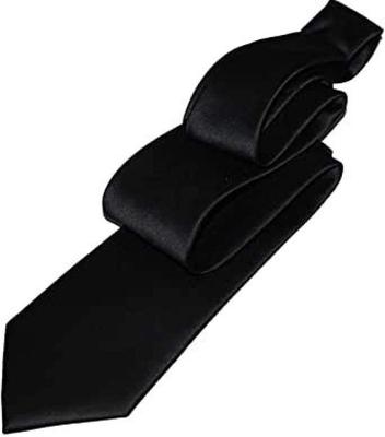[Michiko London] [Zero Style Cravat] Necktie, Plain Black, Made In Japan, Formal Wear, Funeral, Memorial Service, 100% Silk (Black (Regular, Approx.