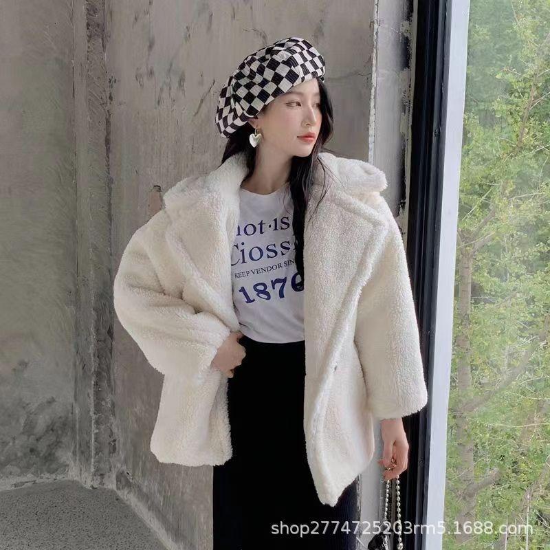 

Осень и зима свободное пальто из искусственного меха тедди женская одежда средней длины и длинное пальто из овчины овчина утолщенное XS recommends less than 45kg