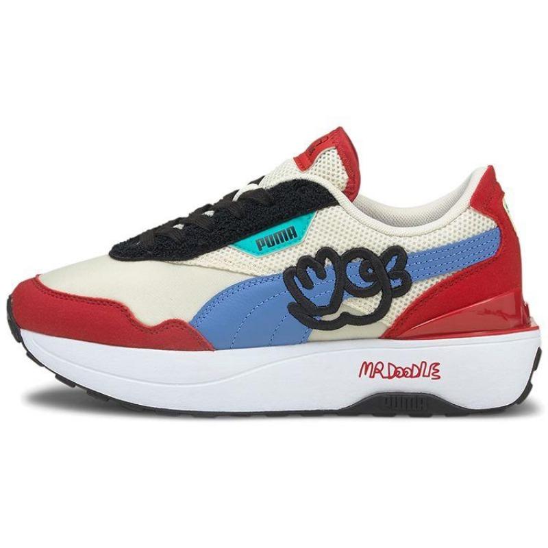Mr.doodle x PUMA Cruise Rider Trainer women low-top lifestyle sneakers mesh leather nylon suede collab apricot black red 375792-01 EU 37