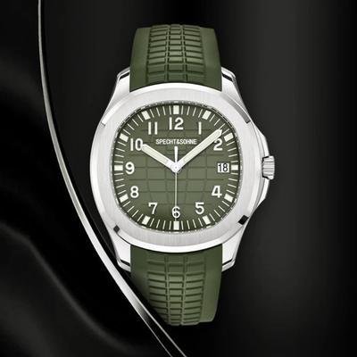 Specht&Sohne Nieuw Luxe Heren Mechanisch Polshorloge Miyota 8215 Roestvrij Staal Horloge Groen Rubber Saffier Reloj Hombre