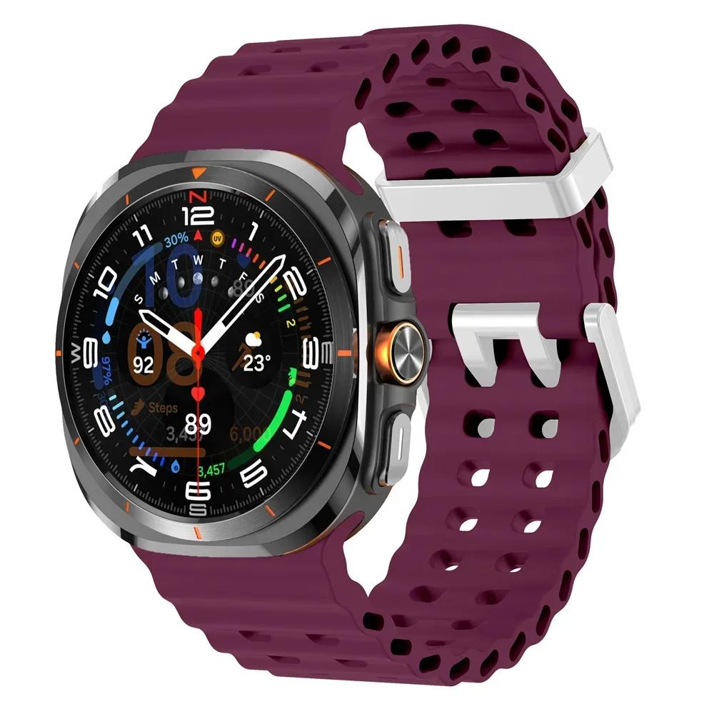 Galaxy Watch Ultra Marine Band Accessories Silicone Sport Bracelet Correa For Samsung Galaxy Watch 7 Ultra 47mm Original Strap