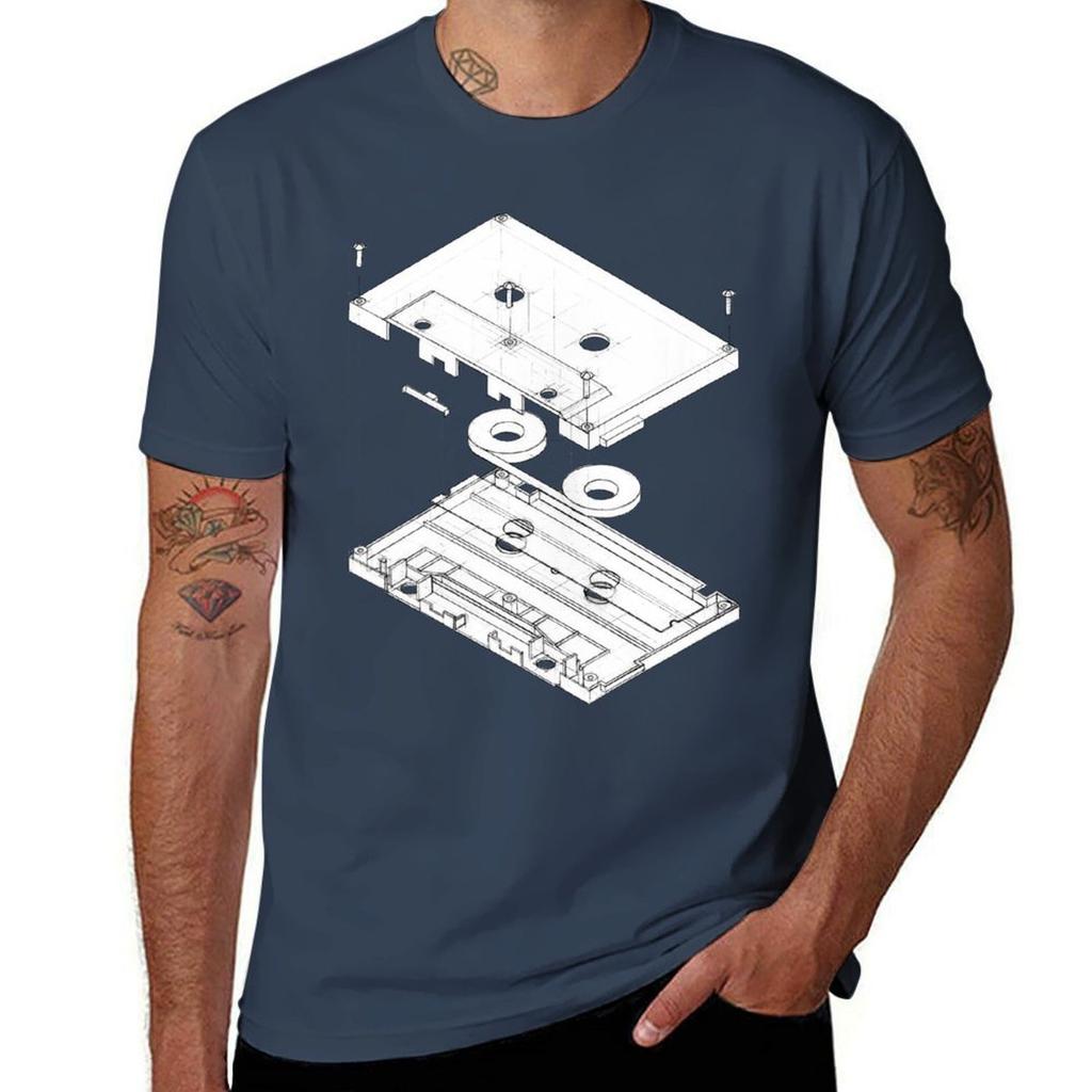 Exploded Cassette Tape T-Shirt T Shirts for Man Graphic Vintage T Shirt Man Casual T Shirts for Man Cotton Soft T-Shirt