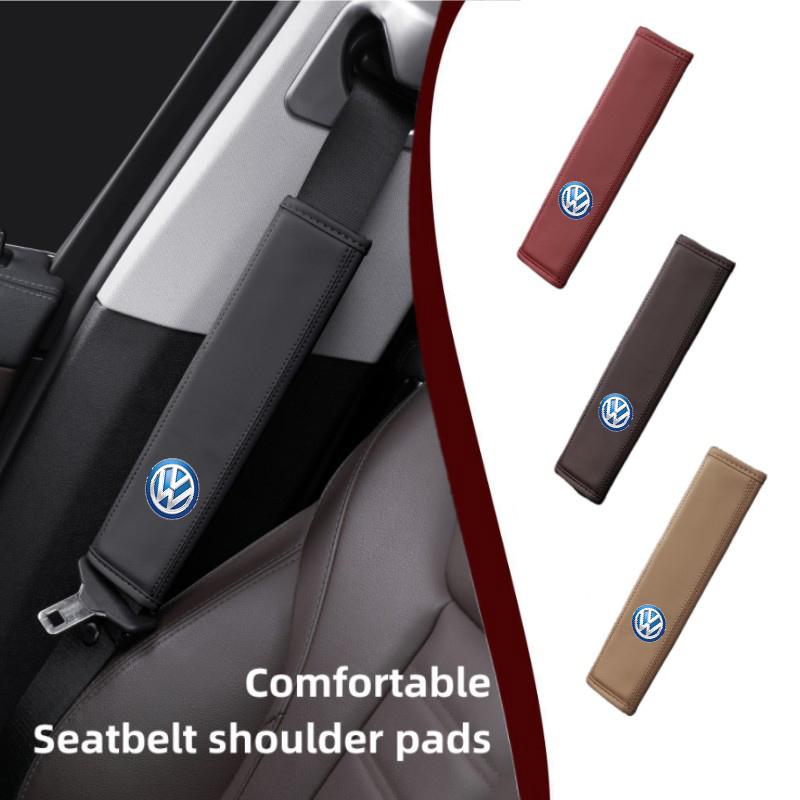 For Volkswagen VW Universal Car Safety Belt Shoulder Cushion Leather Cover Relief Pad Scirocco Passat Polo B5 B6 B7 CC Tiguan Ru0