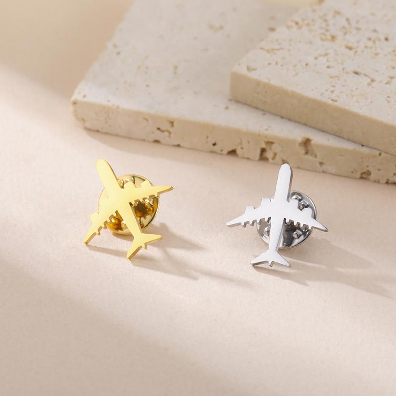 Trendy Plane Lapel Pins Brooch For Women Men Stainless Steel Suit Collar Badges Jewelry 2026 Gifts Accessories