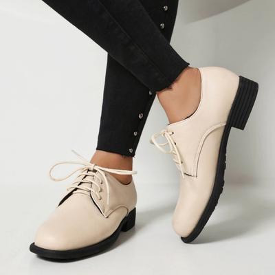 Damen Niedrige Absätze Loafer Schuhe Neu 2025 Frühling Bequem Schnürschuhe Schwarz Braun Kurz Absatz Oxfords Schuhe Damenschuhe