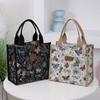 Fashion Canvas Lunch Bag Butterfly Print Waterproof Thermal Insulation Bag Large Capacity Tote Bag for Women