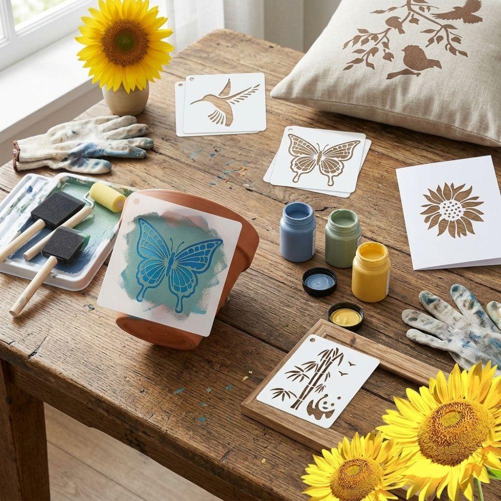 50 pezzi/set Set di Stencil Riutilizzabili Fai da Te per Pittura Modelli Vuoti per Pittura Stencil per Artigianato Creazione di Biglietti