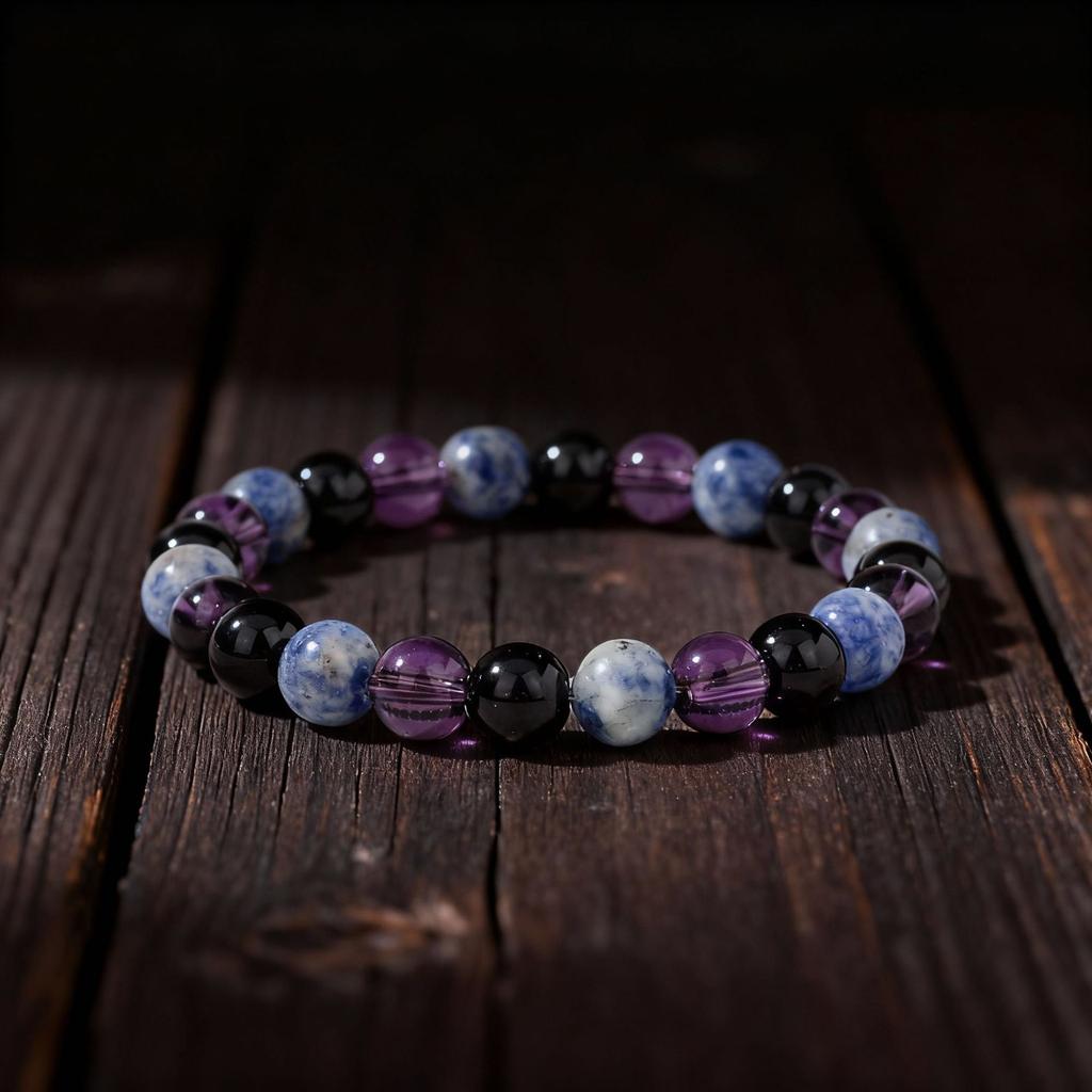 Braccialetto con Perle di Ametista Sodalite Onice Nero Regali Festivi Gioielli Naturali alla Moda Per Uomo Donna Uso Quotidiano Regalo