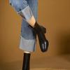 Fashion Women's New Autumn/Winter Square Headed Genuine Cowhide High Heel Zipper Size Retro Chelsea Calf Short Boots