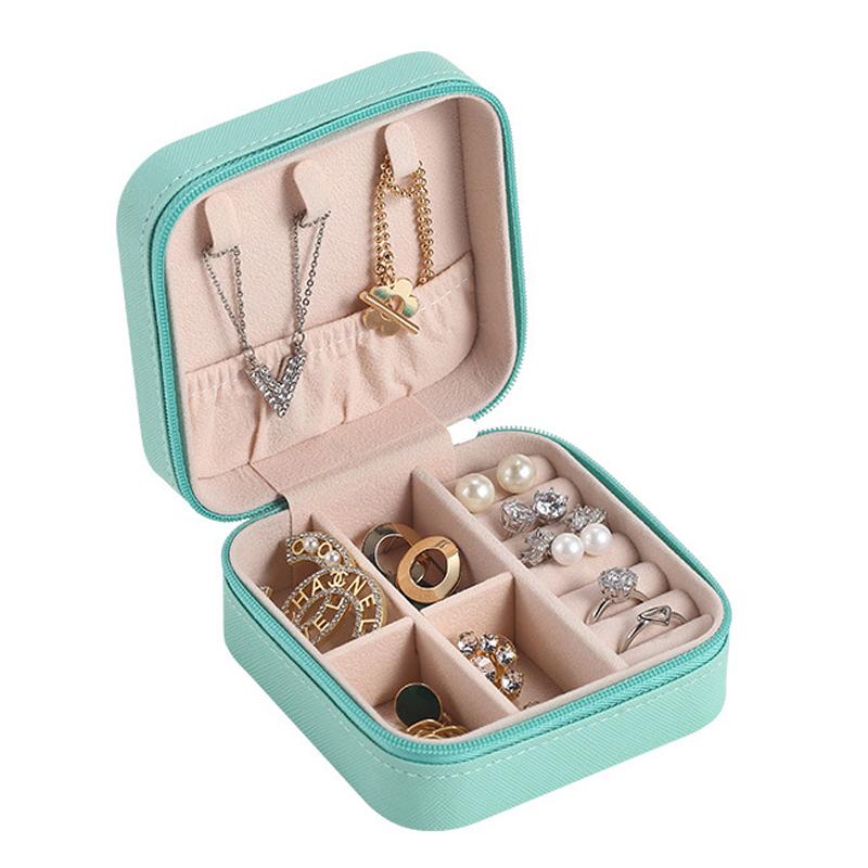 Rese-smyckeskrin Utsökt Stor Kapacitet Reptåligt Bärbart Smyckesorganisationsfodral för Utomhusresor Blått