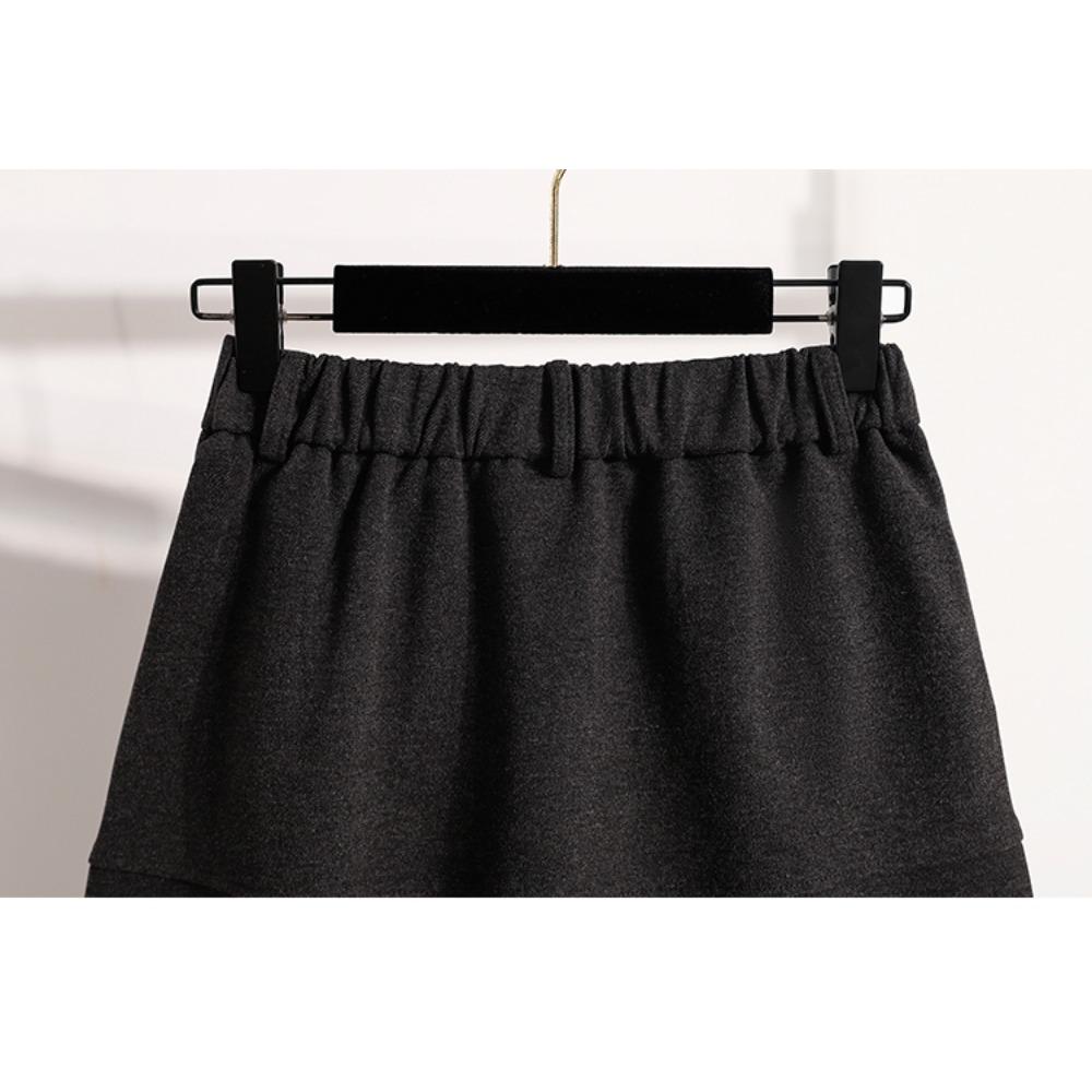 DIMANAF Plus Size New Skirts Women Short Loose Casual Elastic Waist Fashion Lady 2025 Winter Bottoms