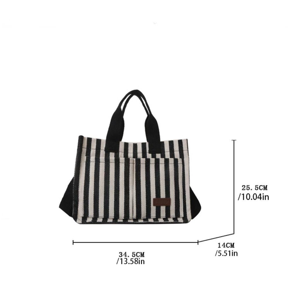 Large Capacity Shoulder Bag Simple Cloth Handbag Cute Stripe Canvas Tote Bag  Travel