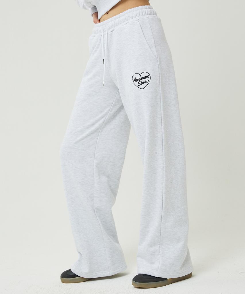 AWESOME STUDIO Low-Waist Wide Sweatpants White Gray
