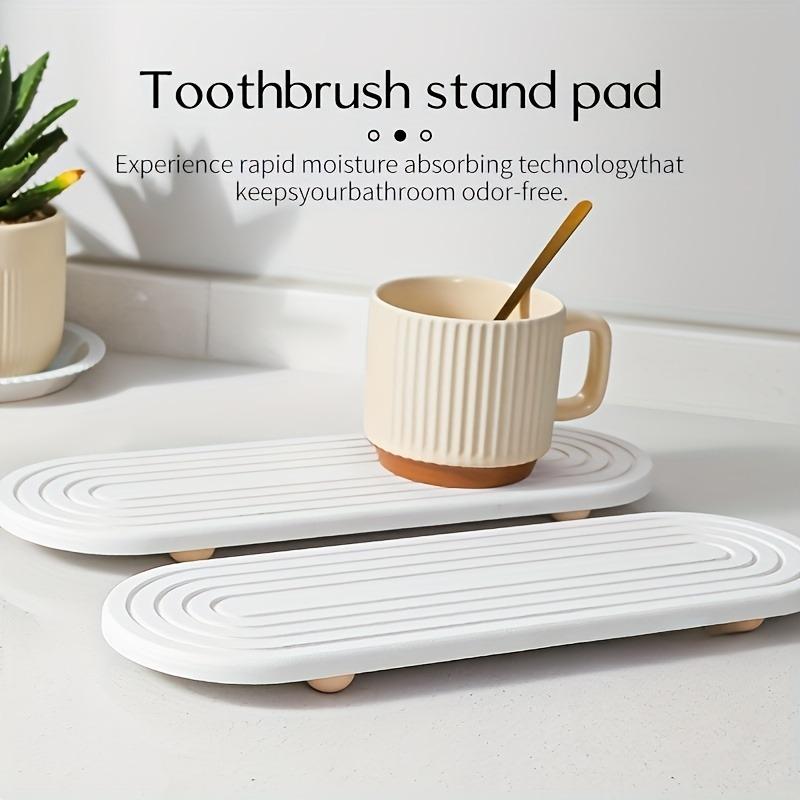 1pcs Mouthwash Cup Tray Kitchen Bathroom Countertop Absorbent Stone Tray Quick Drying Sink Rack Water Absorbing Sink Pad