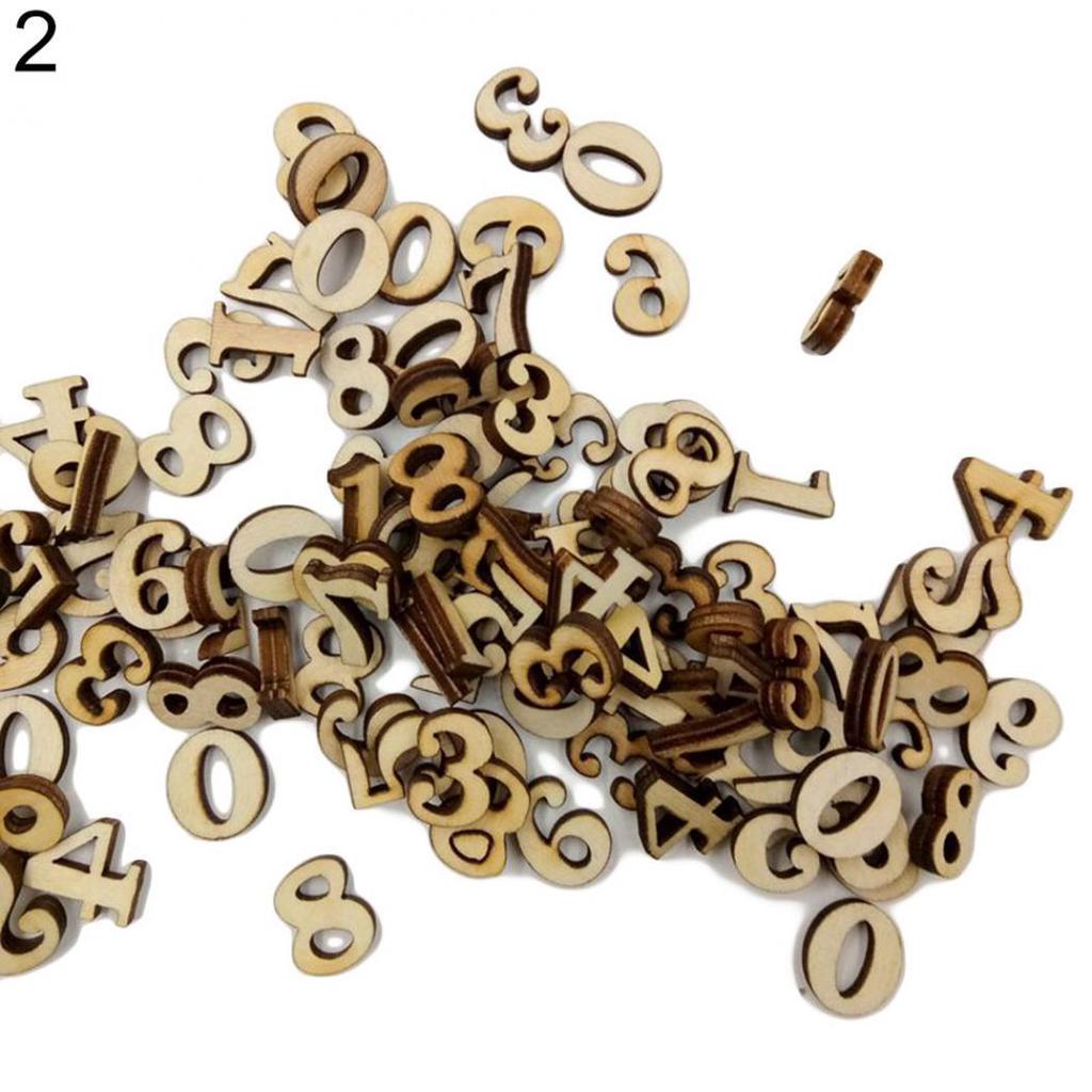 100 Pcs Mixed Wood Alphabet Letters Numbers Button DIY Craft Sewing Scrapbooking