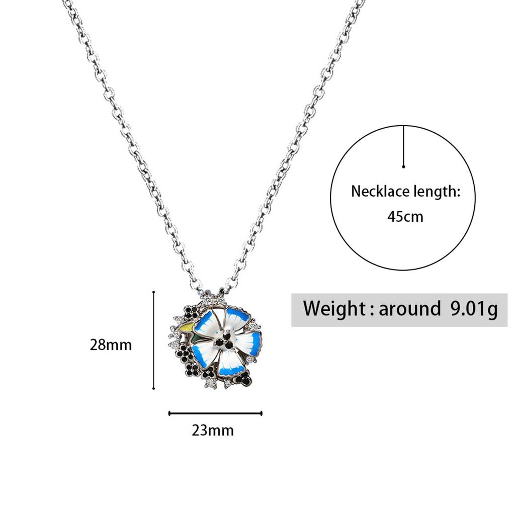 Vintage Bohemian Pendant Necklace Women Handmade Enamel Blue Flower Petal Leaf Dangle Earrings Wedding Party Jewelry