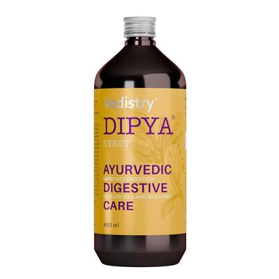 Dipya Siro digestif ayurvédique 450 ml Lot de 1 pour les gaz, les ballonnements, l'indigestion, la lourdeur post-repas, le soutien intestinal