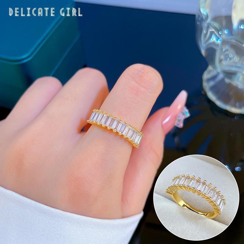 [Real Gold Electroplating] Temperament Advanced Sense Zircon Super Flash Ring Women'S Opening Can Be Adjusted And Simple