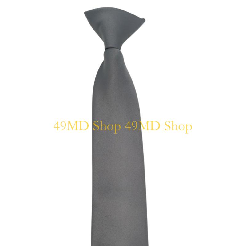 

49MD Fashionable Lazy Clip On Neck Tie in Classical Color for Wedding Parties and Everyday Wear Unisex Pre Tied Necktie сірий колір