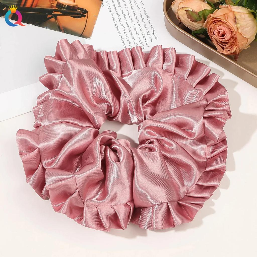 Ins Oversized Satin Scrunchies French Romantic Elastic Hair Bands Ponytail Holder Hair Rope Ties Women Girls Hair Accessories