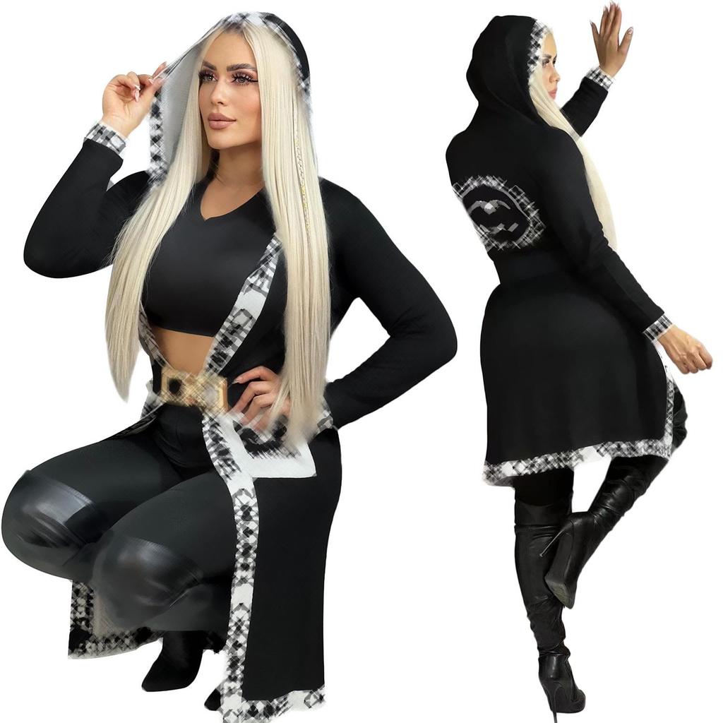 YY9925 Women's Long Sleeve Knitted Hooded Cardigan with Pockets - Autumn/Winter Collection