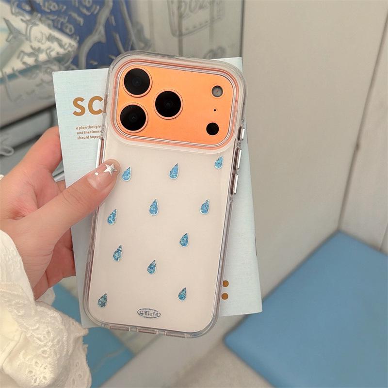 

Custom Gold Blue Raindrop Chain Case for iPhone 17/16 Pro Max/15/14 Apple 14