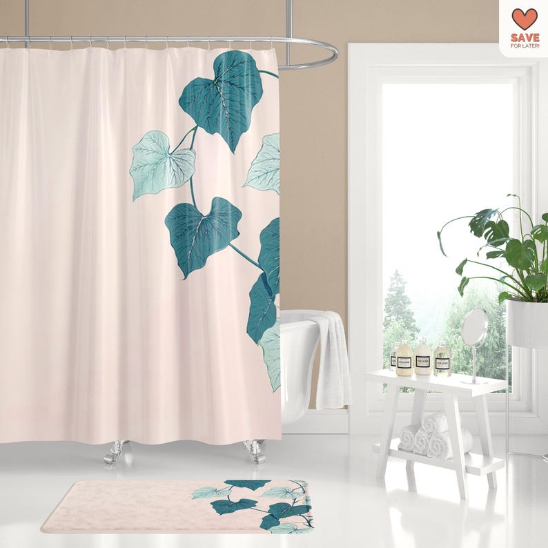 

Leafy Shower Curtain: Elegant Botanical Design For Her Bathroom Decor W60H190(CM)-1 Pcs