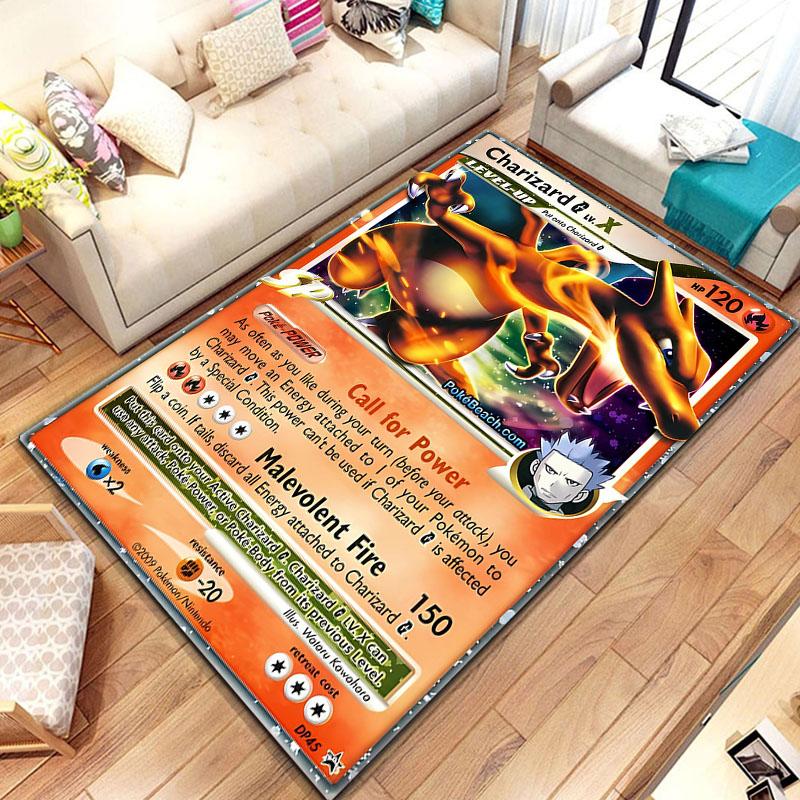 Pokemon Karten Serie Anime Poster Großer Teppich 3D Teppiche Zuhause für Wohnzimmer Kinderzimmer Sofa Fußmatte Dekor Kind Bodenteppich