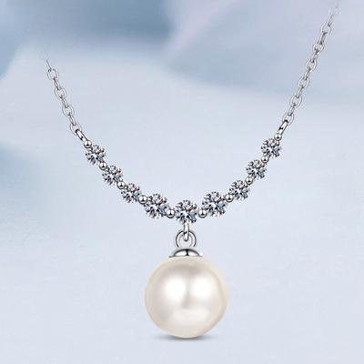 Colier la modă cu perle moissanite pentru femei, elegant, argint 925, pandantiv cu lanț clavicular, cadou de nuntă, bijuterii fine