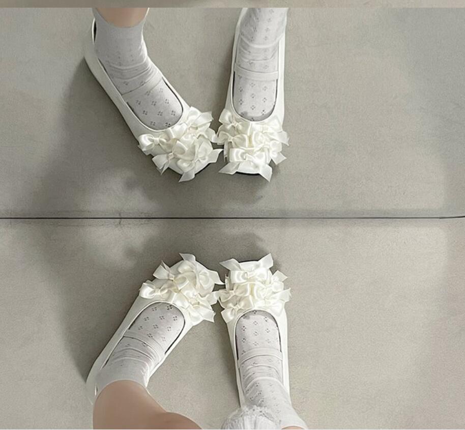 

Designer Square Toe Flat Women Mary Jane Shoes Concise Slip on Flowers ballet Shoes Eelgant Woman Butterfly-knot Dress Shoes 35 белый