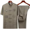 Men's Summer Short-Sleeved Shirt Set - Middle-Aged & Elderly Dad Tang Suit Style