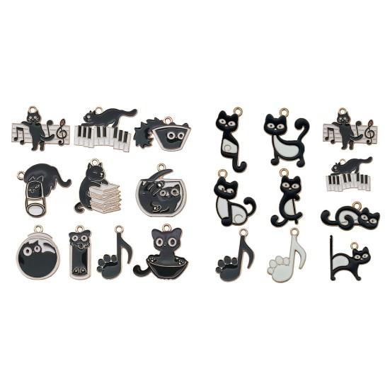 10 ks Roztomilá kočičí přívěsky na šperky Smaltované zvířecí přívěsky Černá koťátka Přívěsky na náramky pro DIY výrobu šperků Náhrdelníky Náušnice Klíčenky