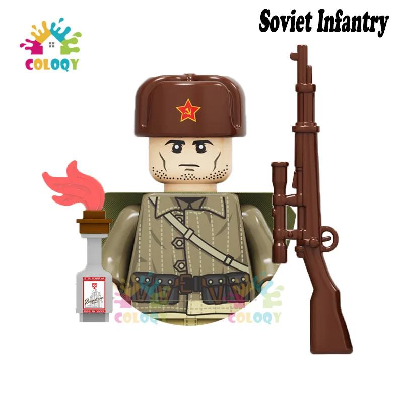 Kids Toys WW2 Military Army Sets Building Blocks Soviet US China Soldiers Mini Action Figures Medal Toys For Kids Birthday Gifts