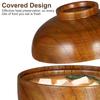 2 Pcs Ceramics Wooden Bowl with Lid Fettuccine Pasta Ramen Japanese Noodle Bowls