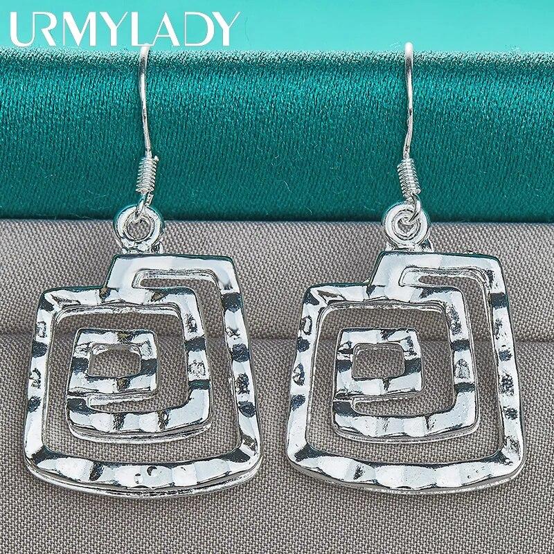 URMYLADY 925 Sterling Silver Whirlpool Earrings For Women Charm Wedding Party Fashion Jewelry