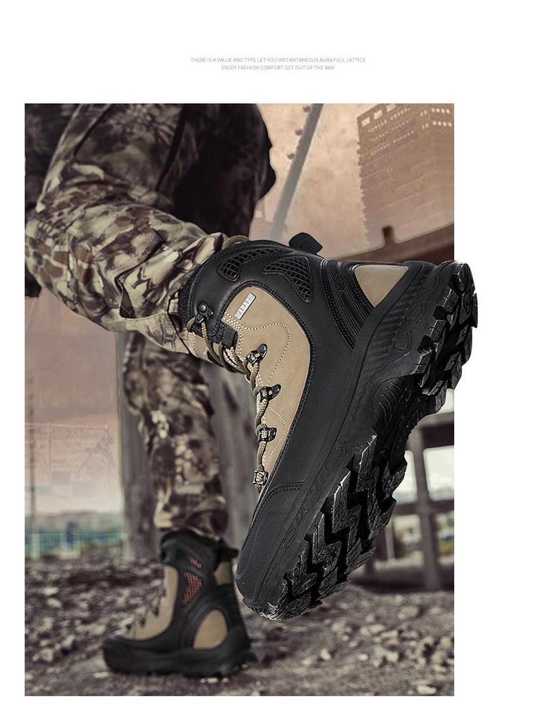 Men's Non-slip High-top Off-road Hiking Boots – Large Size Tough Guy Combat Desert Shoes