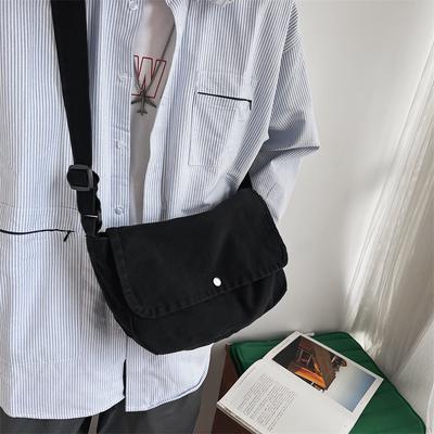 Japanese Casual Canvas Bag Crossbody Bag Men's and Women's Vintage Simple Shoulder Bag Student Backpack Class Bag Men's Shoulder Bag