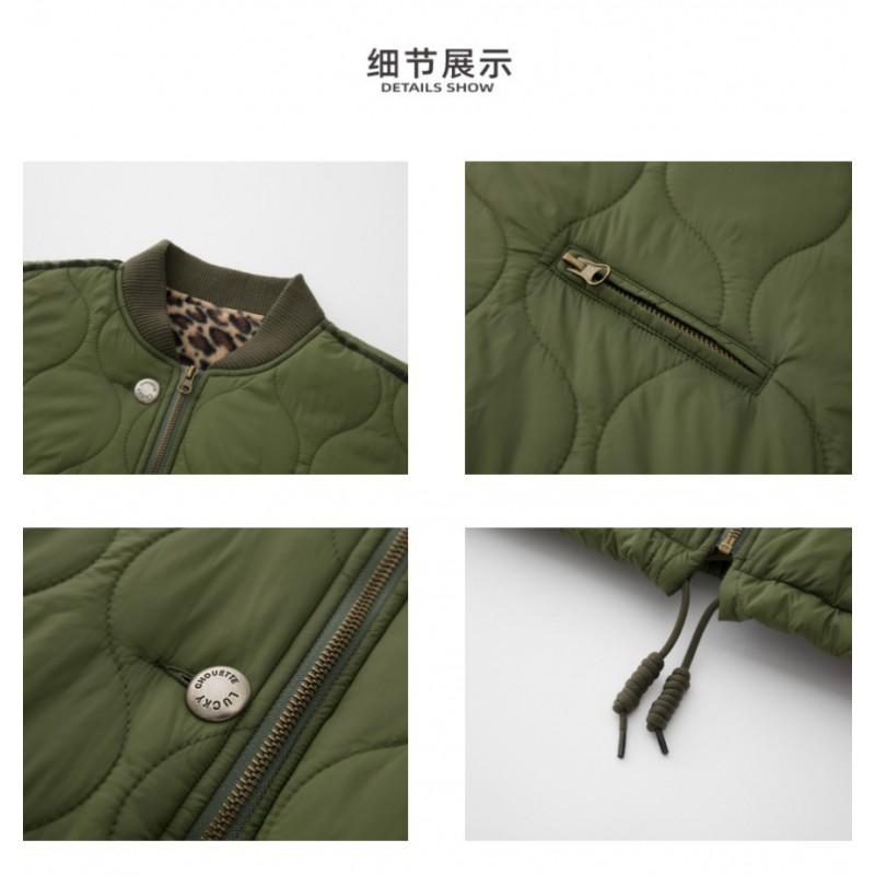 Womens Baseball Collar Quilted Padded Jacket Loose Fit Warm Casual Winter Coat