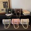 IELGY Ladies Messenger Bag Fashionable All-Match Diamond Chain Spring Summer One-Shoulder Underarm Small Square Bag