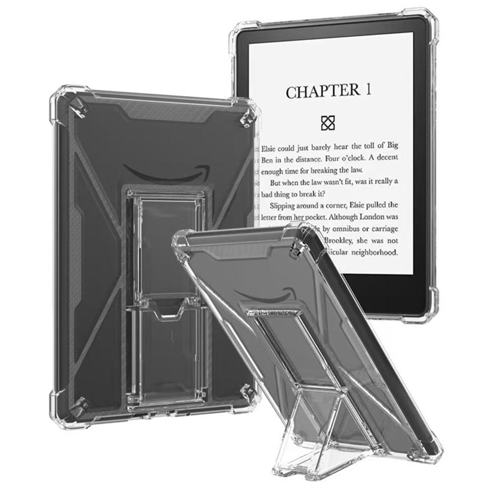 For Amazon Kindle Paperwhite 5 (2021) Gjennomsiktig deksel med støttefot Støtsikkert TPU+PC Nettbrettdeksel med pennespor