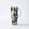 Cartoon pattern Labubu 40oz car cup 304 stainless steel thermos cup Labubu car straw Bingba cup