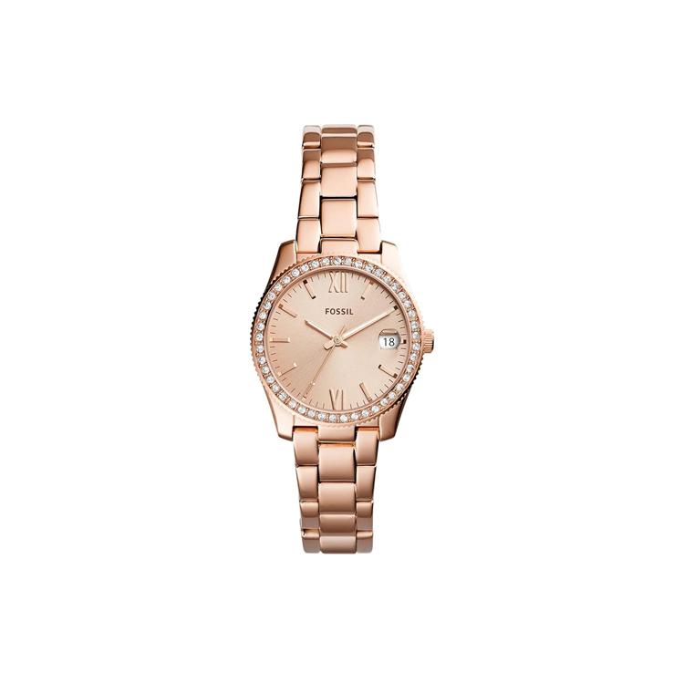 FOSSIL Scarlett Collection Wrist Watch Quartz Movement Stainless Steel Strap 32mm Rose Gold Watch Dial Women s Watch ES4318 Rose Gold Watch Dial