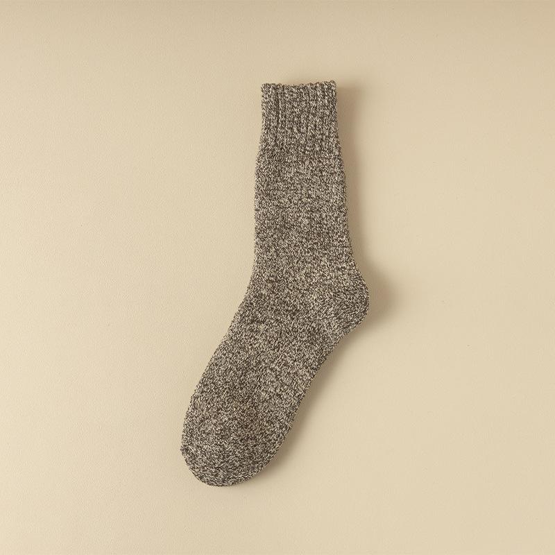 3 Pairs of Men's Winter Wool Ring Plus Velvet and Thick Warm Pure Color National Wind Tube Socks