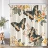 Pink Rose Floral Shower Curtains Rustic Flowers Green Leaves Modern Fabric Home Bathroom Decorative Bath Curtain Set With Hooks