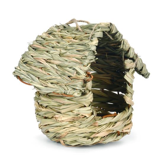 Hand-Woven Hanging Birdhouse Natural Grass Hanging Bird Hut House Shape Bird Shelter for Indoor Outdoor Garden Patio Tree Use