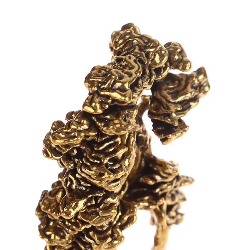 1Pc Brass Mini Welcome Pine Figurine Tree Miniature Landscape Small Bonsai Tree Statues Decorations Accessories